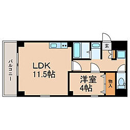 MSパラッゾ 1階1LDKの間取り