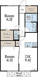 ガーデンハイム港南台 2DKの間取図画像