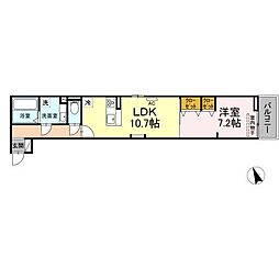 ル・リオン浅間町 2階1LDKの間取り