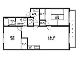 フレグランス彩 2階2LDKの間取り