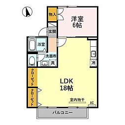 セジュール白山 1LDKの間取図画像
