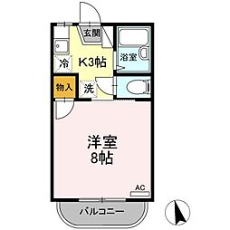 ヤングユーカリ 1階1Kの間取り