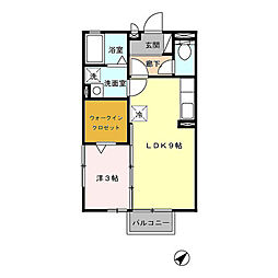 エスポワール東山 2階1LDKの間取り