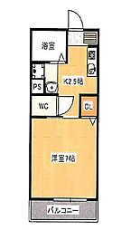 クロスロード2 1Kの間取図画像