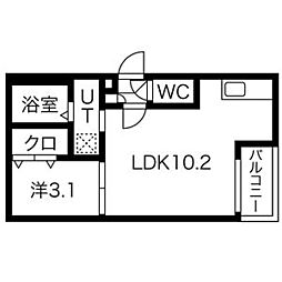 Warren hoshizakiI 3階1LDKの間取り