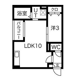 Warren hoshizakiII 1階1LDKの間取り