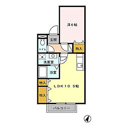 フレマリール新井田 1階1LDKの間取り