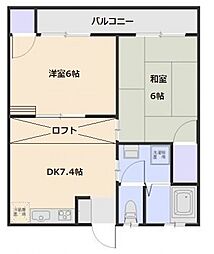 メゾン星風 2階2DKの間取り
