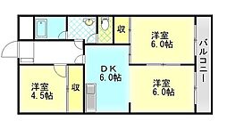 苔口マンション 3DKの間取図画像