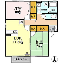 パティオI 2LDKの間取図画像