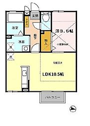 レグルス8 2階1LDKの間取り