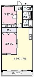 サンライトヒルズ 2LDKの間取図画像
