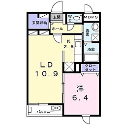 グレイス岡崎 1LDKの間取図画像