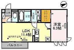 ポワロ 2階1LDKの間取り