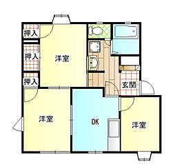 ヒルズ佐倉A棟 1階3DKの間取り
