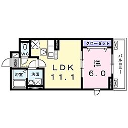 グレイス 1LDKの間取図画像