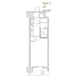 スプランディッド南千住 7階1Kの間取り