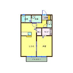 シャインつくばA 1LDKの間取図画像