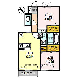 ラルーチェA 2LDKの間取図画像