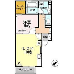 リッチジャスミン 2階1LDKの間取り