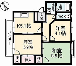 エバーグリーン 3Kの間取図画像