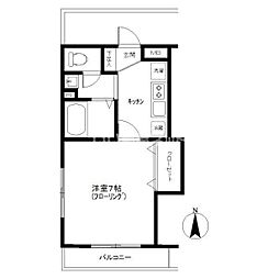 メゾンアソシエ 2階1Kの間取り