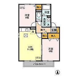 JR鹿島線 鹿島神宮駅 バス30分 深芝下車 徒歩15分の賃貸アパート 1階2LDKの間取り