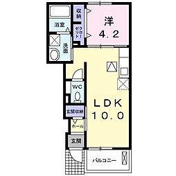 アニメート　小山 1階1LDKの間取り