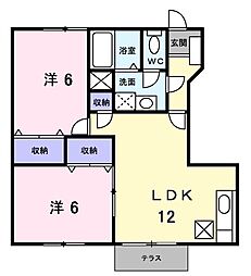 メゾン旭ケ丘3番館 2LDKの間取図画像