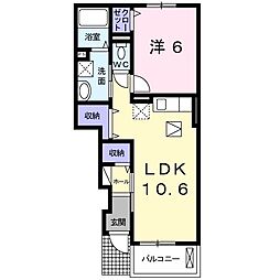 シックスシュラインエデンA 1LDKの間取図画像