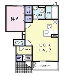 グランノール・ブリエ 1LDKの間取図画像