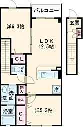 シエスタ千里丘 2LDKの間取図画像