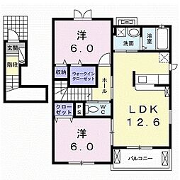 サンリットヴィラ4B 2LDKの間取図画像