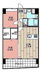 ザスクエアグローリーレジデンス 2LDKの間取図画像