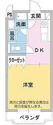 メゾンかりがね 1DKの間取図画像