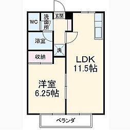 マイシャトウ平須 1階1LDKの間取り
