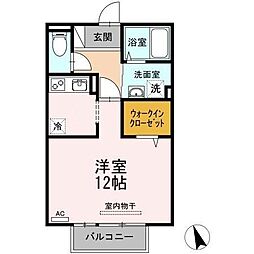 ル・ヴァン・クレールA ワンルームの間取図画像