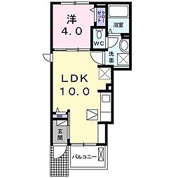 カーサヴェルジェ睦 1LDKの間取図画像