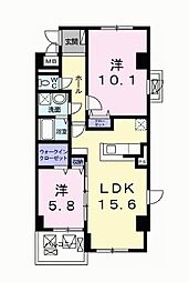 エアリーヒルズ芦屋 2LDKの間取図画像