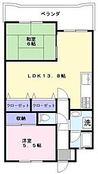 JR東海道・山陽本線 彦根駅 徒歩27分の賃貸マンション 2階2LDKの間取り