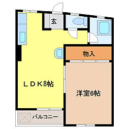 第一富士コーポ 1LDKの間取図画像