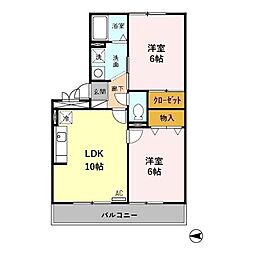 フレアコート矢木 2LDKの間取図画像