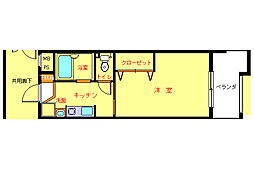スカイハイツ石黒 1Kの間取図画像