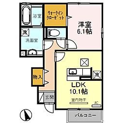 ルーチェ大和2 1LDKの間取図画像