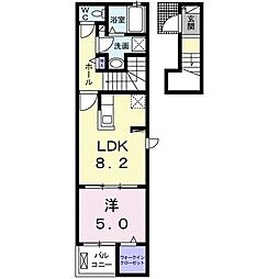 シャウラ　Ａ 2階1LDKの間取り
