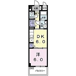 城北アパート 1DKの間取図画像