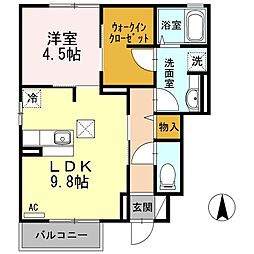 ＴＯＤＯ　II 1階1LDKの間取り