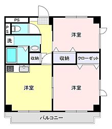 グランドール 2DKの間取図画像