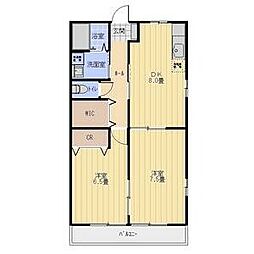 レトア亀山B 2DKの間取図画像