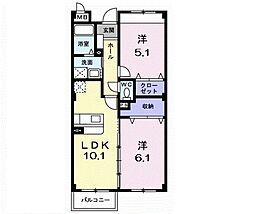 アネックス北中振 2LDKの間取図画像